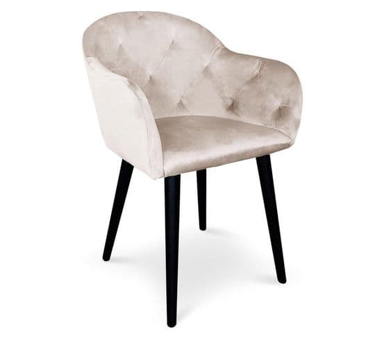 Fauteuil Design En Velours "glany" 81cm Beige