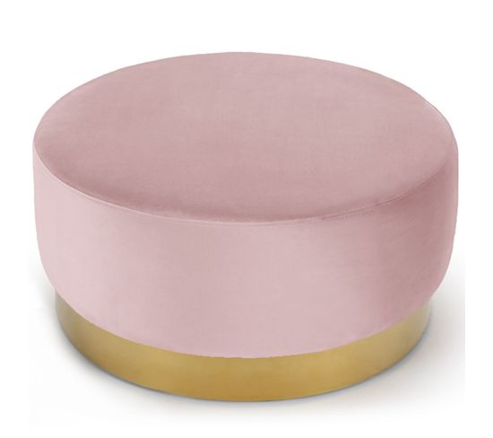 Pouf Rond En Velours Design "minnie" 75cm Rose