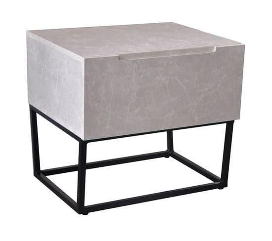 Table De Chevet 1 Tiroir "luena" 50cm Gris