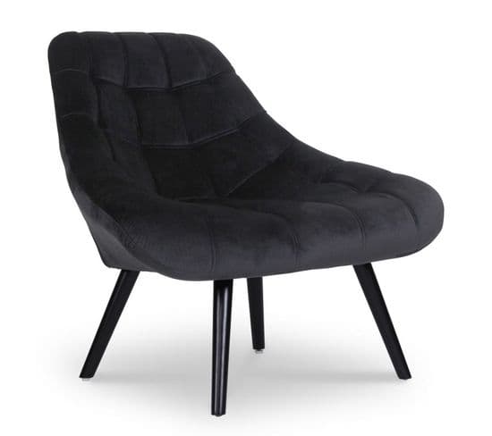 Fauteuil Scandinave En Velours "johan" 102cm Noir