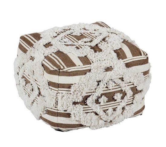 Pouf En Tissu Macramé "tougan" 60cm Marron