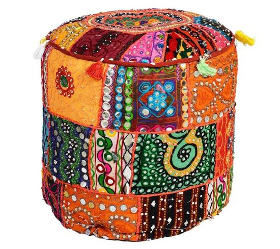 Pouf En Tissu Imprimé "india" 40cm Multicolore