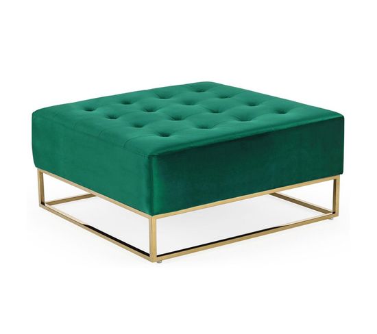 Pouf Carré En Velours "lakota" 90cm Vert