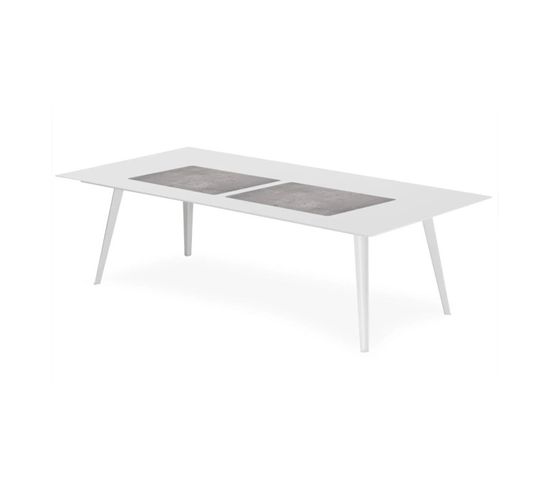 Table Basse 4 Covers "effet Béton" 120cm Blanc