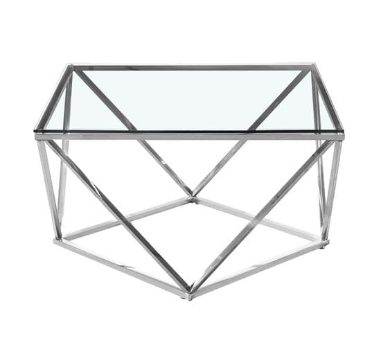 Table Basse Design En Verre "lora" 80cm Argent