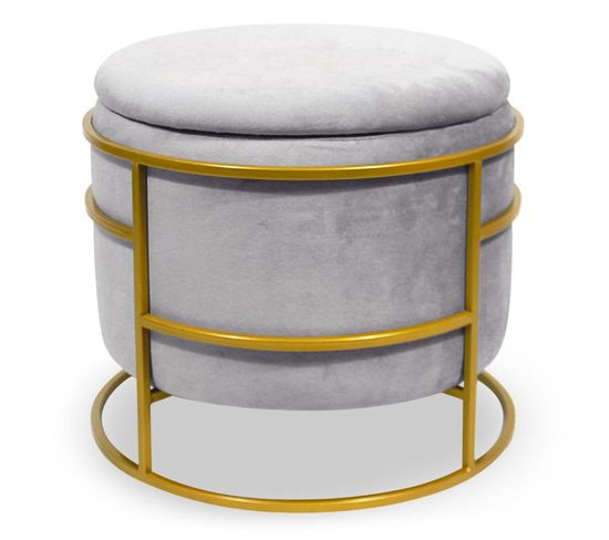 Pouf et Coffre De Rangement "gorin" 43cm Argent