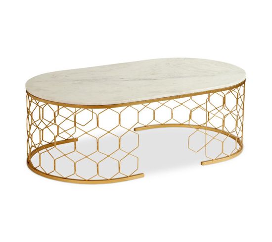 Table Basse Design En Marbre "mayano" 110cm Or