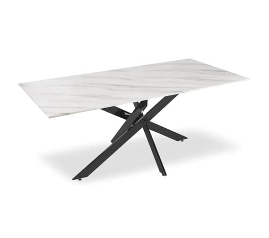 Table De Repas Design "nalou" 180cm Blanc Et Noir