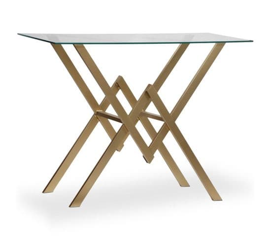 Console Design En Verre "pixoma" 106cm Or