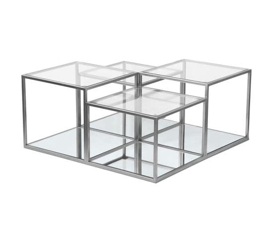 Table Basse Design "leny" 88cm Argent et Transparent