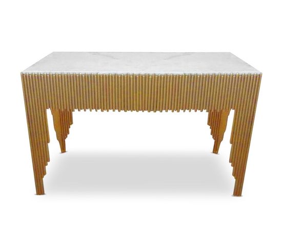 Console En Marbre "zane" 106cm Blanc Et Or