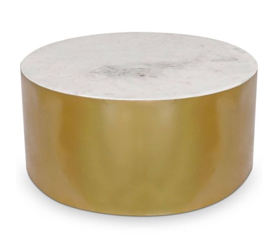 Table Basse Design "vanali" 70cm Blanc et Or