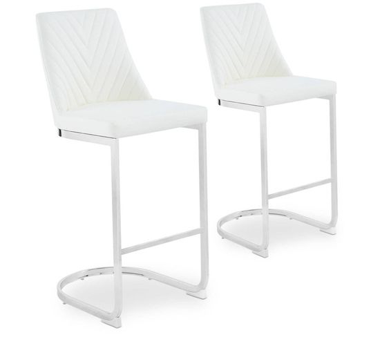 Lot De 2 Chaises De Bar Design "darling" 108cm Blanc