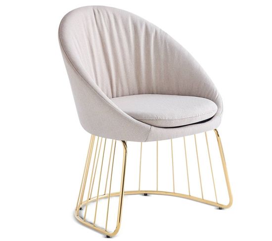 Chaise Design En Tissu "mayra" 84cm Beige