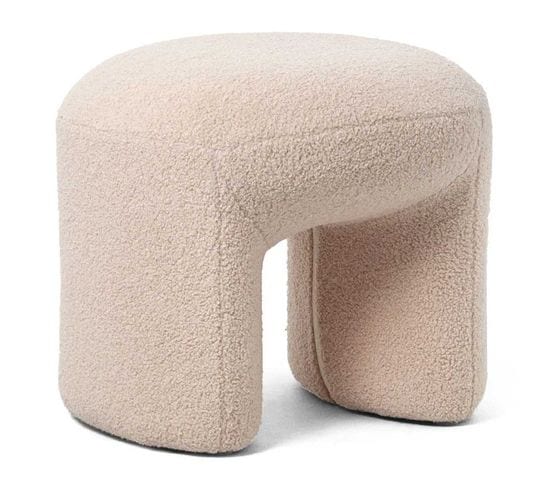 Pouf Tissu Bouclette "aria" 46cm Beige