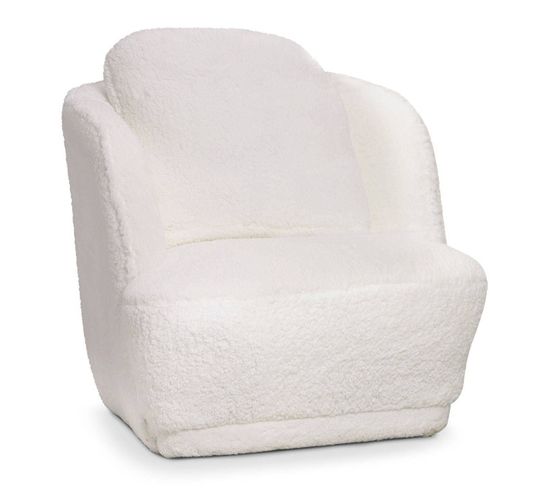 Fauteuil Tissu "peau De Mouton" 77cm Crème