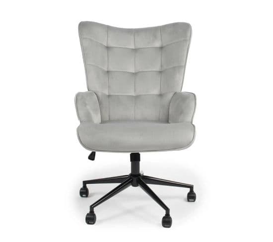 Fauteuil De Bureau Velours "verner" 96cm Gris