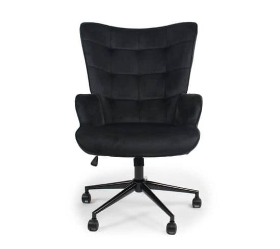 Fauteuil De Bureau Velours "verner" 96cm Noir