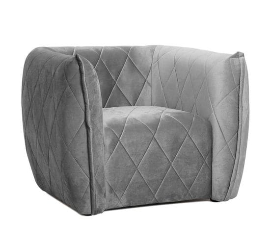 Fauteuil Matelassé En Velours "darryl" 90cm Gris