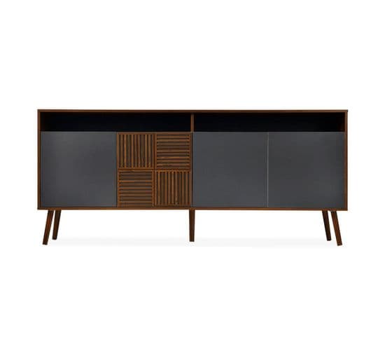 Buffet 4 Portes "jody" 180cm Marron et Gris