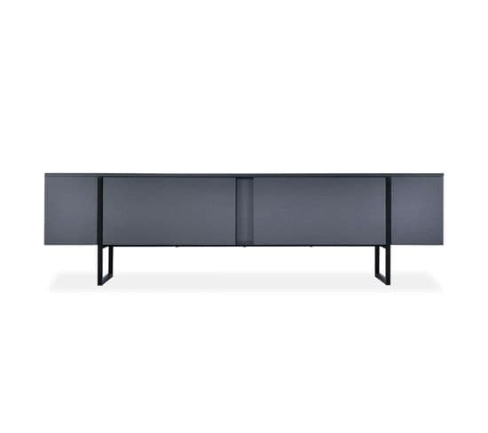 Meuble TV 2 Portes "valentin" 180cm Gris et Noir