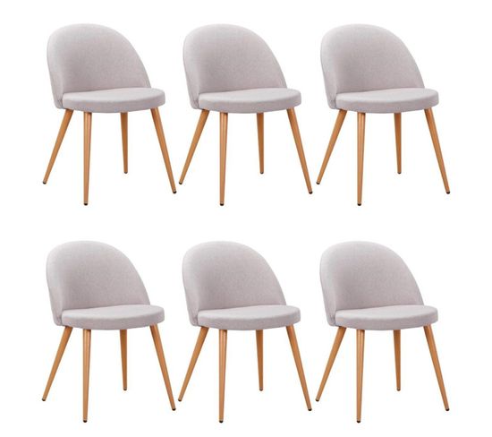 Lot De 6 Chaises Scandinaves Tissu "morro" 78cm Gris Clair