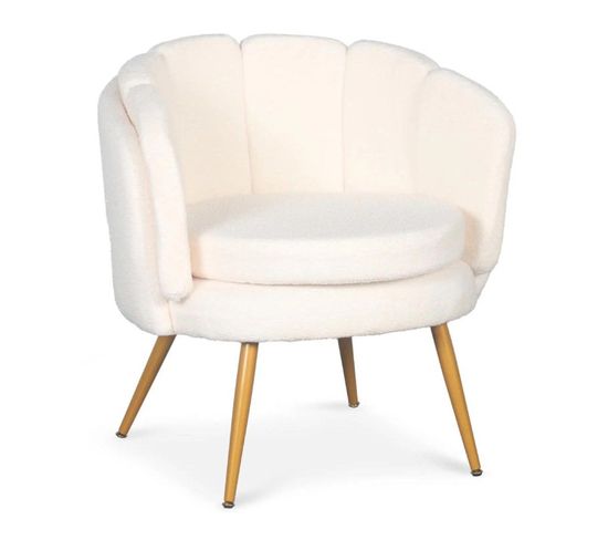 Fauteuil Arrondi Brenda Tissu Bouclette Beige