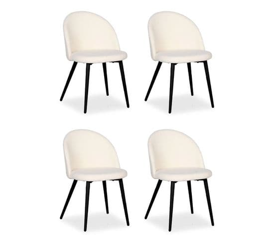 Lot De 4 Chaises Scandinaves "bouclette" 75cm Crème