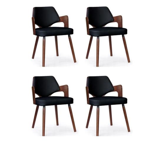 Lot De 4 Chaises Design "aley" 72cm Noir et Noisette