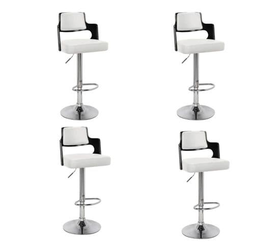 Lot De 4 Chaises De Bar "paddington" 110cm Noir et Blanc