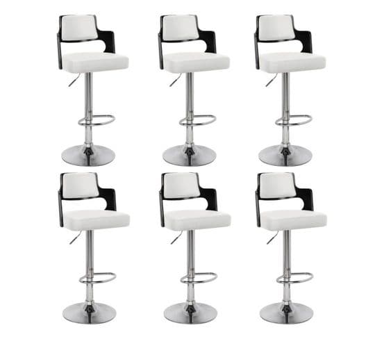 Lot De 6 Chaises De Bar "paddington" 110cm Noir et Blanc