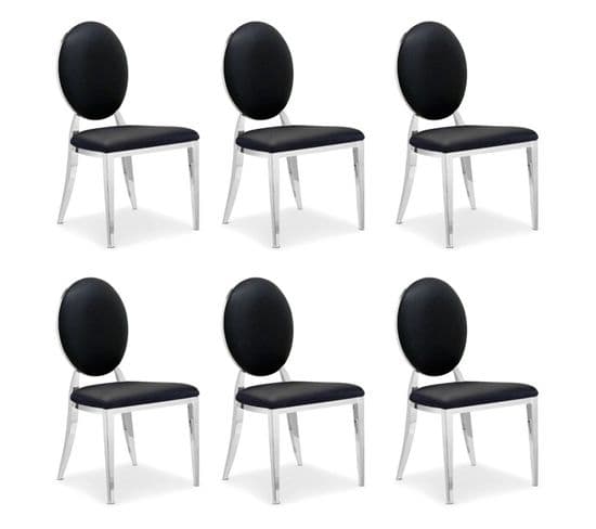 Lot De 6 Chaises Médaillon "tatianna" 90cm Noir