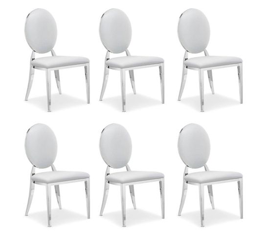 Lot De 6 Chaises Médaillon "tatianna" 90cm Blanc