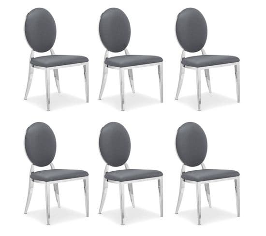 Lot De 6 Chaises Médaillon "tatianna" 90cm Gris