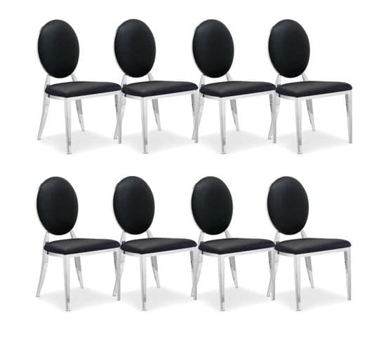 Lot De 8 Chaises Médaillon Sofia Simili Noir