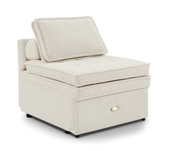 Fauteuil Convertible Bouclette "ambre" 99cm Crème