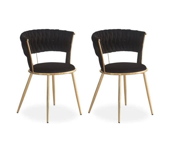 Lot De 2 Chaises Design "sierra" 78cm Noir et Or