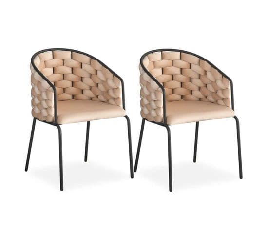 Lot De 2 Chaises Design "elvire" 79cm Beige