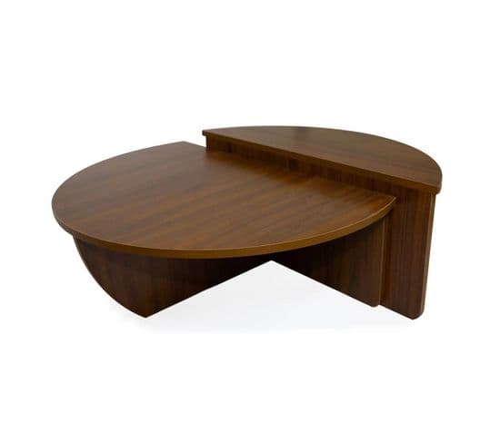 Lot De 2 Tables Basses Design "armango" 90cm Noisette