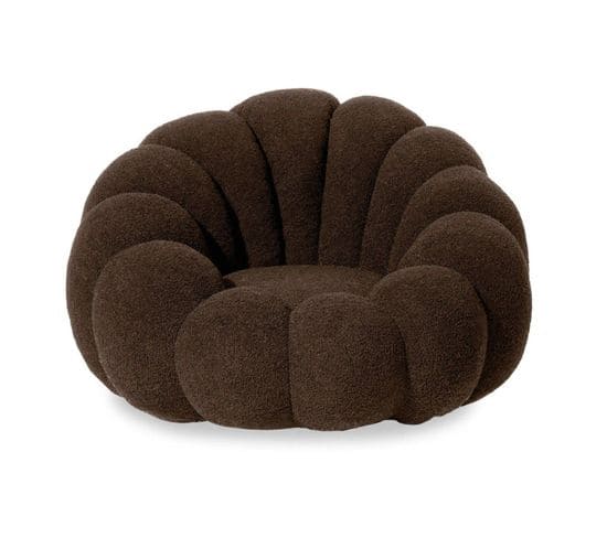 Fauteuil Design Coquillage "bouclette" 98cm Marron