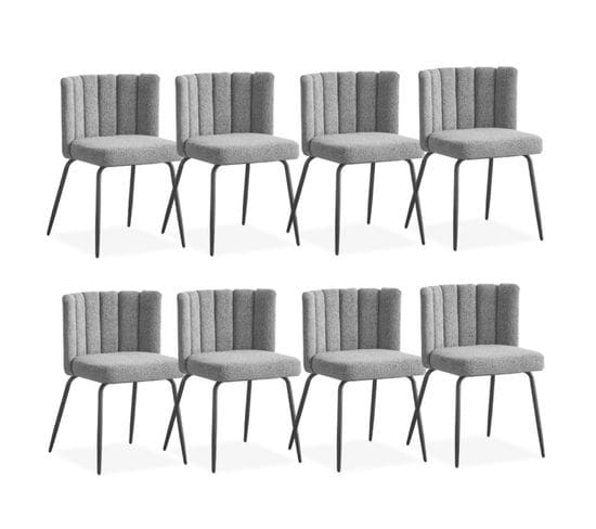 Lot De 8 Chaises Design Bouclette "irina" 79cm Gris