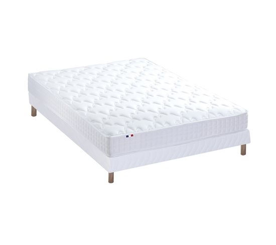 Ensemble Matelas Mousse Accueil Memoire De Forme Mam Azur + Sommier 140x190 Sommier Blanc