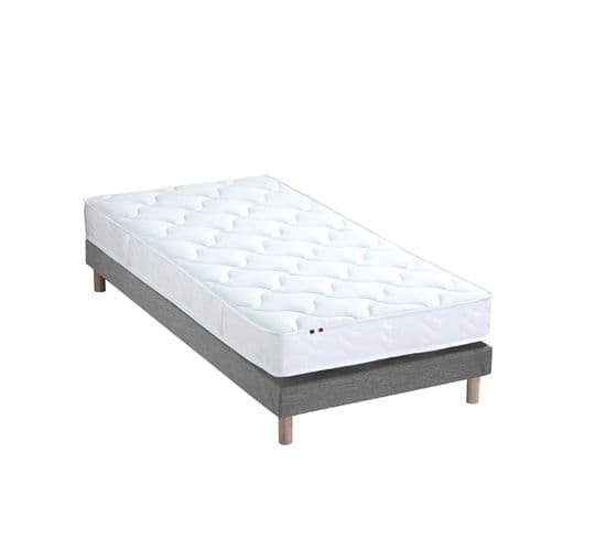 Ensemble Matelas Latex 3 Zones Essentiel + Sommier 90x190 Sommier Gris Chine