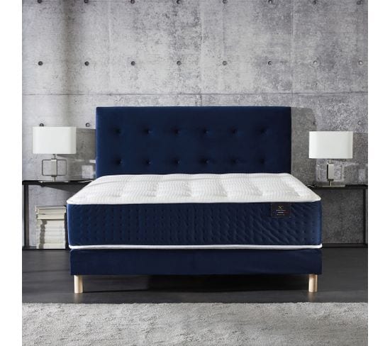 Ensemble Helios Tête De Lit Capitonnee Matelas Ressorts Ensaches Memoire De Forme Latex 160x200cm