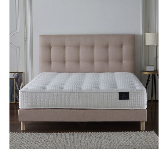 Ensemble Nova Tête De Lit Matelas Ressorts Ensaches Memoire De Forme Rose Poudre 160x200cm