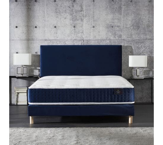 Ensemble Nova + Tête De Lit Lisse Matelas Ressorts Ensaches Memoire De Forme 180x200cm