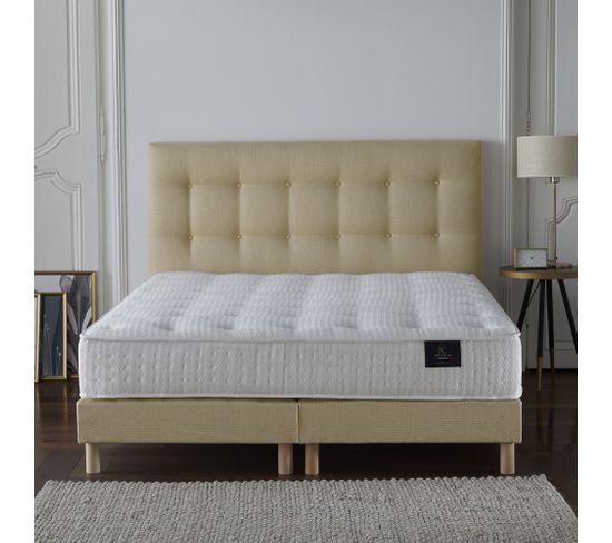 Ensemble Pulsar Tête De Lit Capitonnee Matelas Ressorts Ensaches Memoire De Forme Jaune 180x200cm