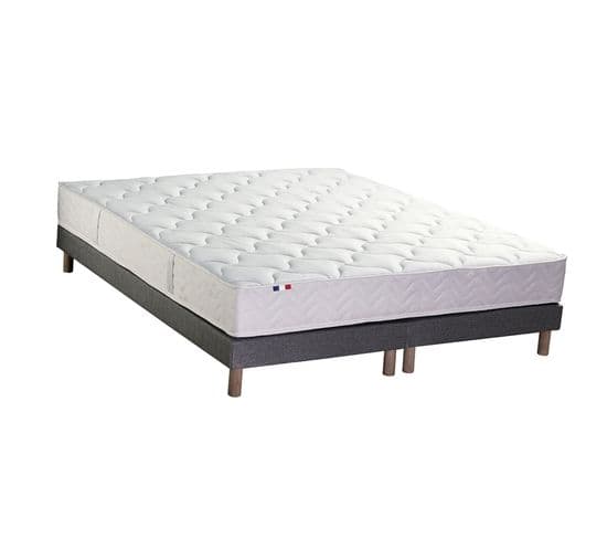 Ensemble Matelas Ressorts Astre + Sommier 2x80x200cm Gris Chine