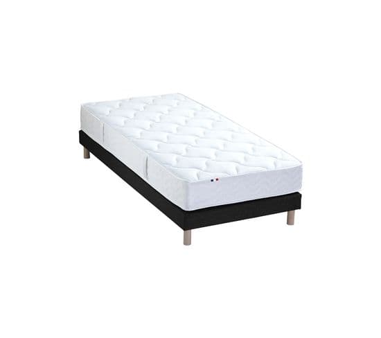 Ensemble Matelas Ressorts Astre + Sommier 90x190cm Noir