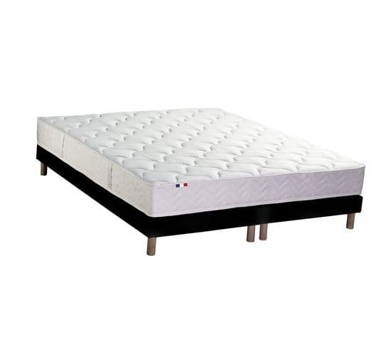 Ensemble Matelas Ressorts Astre + Sommier 2x80x200cm Noir